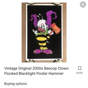 2000 Beecop clown blacklight poster
